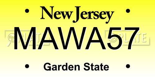 MAWA57 New Jersey License Plate