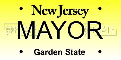 MAYOR New Jersey License Plate