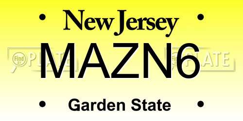 MAZN6 New Jersey License Plate