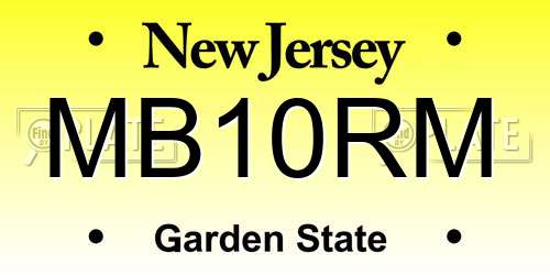 MB10RM New Jersey License Plate