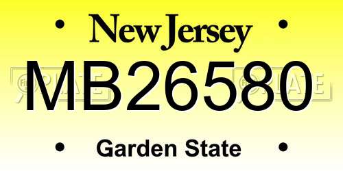 MB26580 New Jersey License Plate