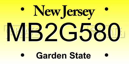 MB2G580 New Jersey License Plate