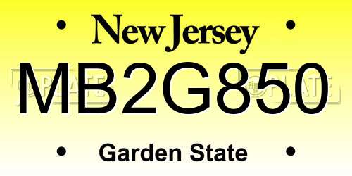 MB2G850 New Jersey License Plate
