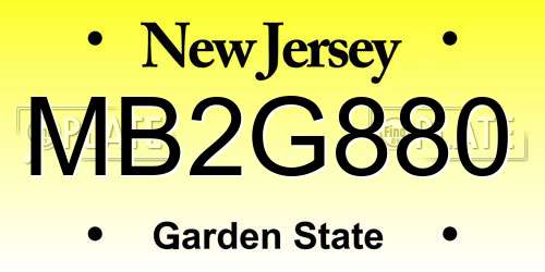 MB2G880 New Jersey License Plate