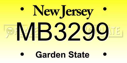 MB3299 New Jersey License Plate