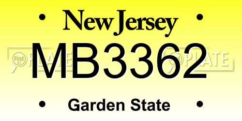 MB3362 New Jersey License Plate