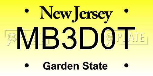MB3D0T New Jersey License Plate