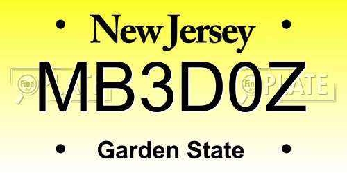 MB3D0Z New Jersey License Plate