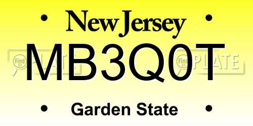 MB3Q0T New Jersey License Plate