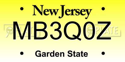 MB3Q0Z New Jersey License Plate