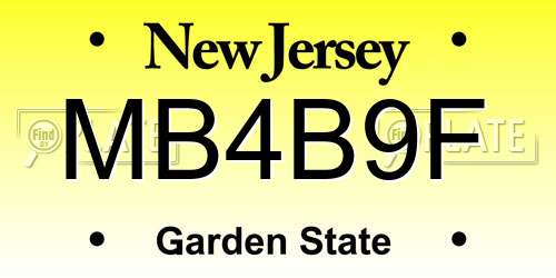 MB4B9F New Jersey License Plate