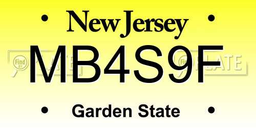 MB4S9F New Jersey License Plate