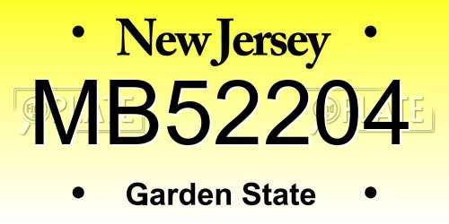 MB52204 New Jersey License Plate
