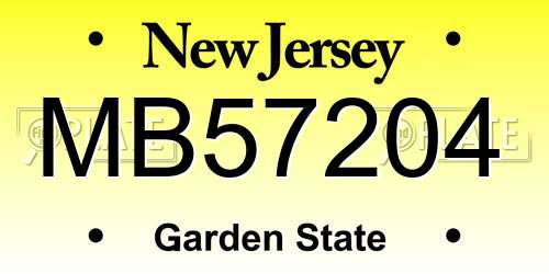 MB57204 New Jersey License Plate