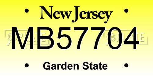 MB57704 New Jersey License Plate