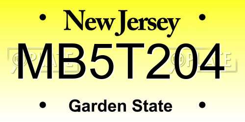 MB5T204 New Jersey License Plate
