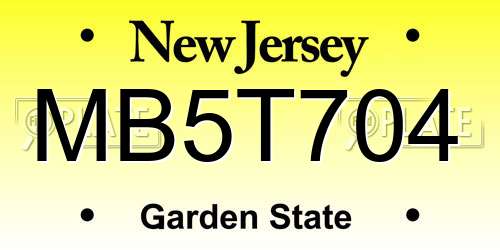 MB5T704 New Jersey License Plate