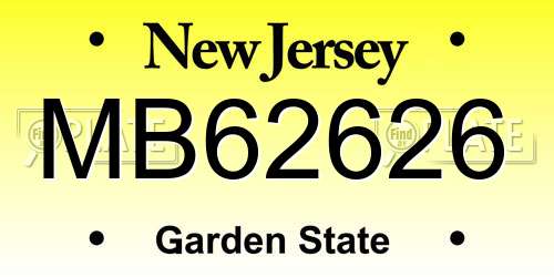 MB62626 New Jersey License Plate