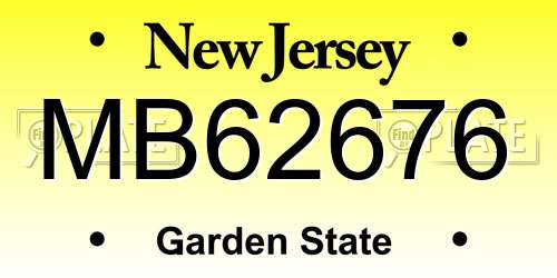 MB62676 New Jersey License Plate