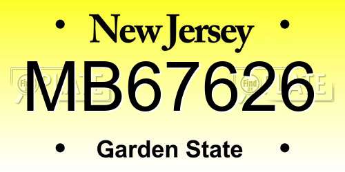MB67626 New Jersey License Plate