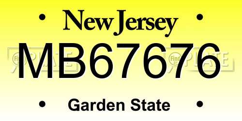 MB67676 New Jersey License Plate