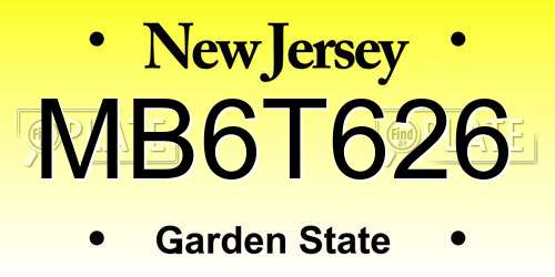 MB6T626 New Jersey License Plate
