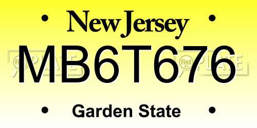 MB6T676 New Jersey License Plate