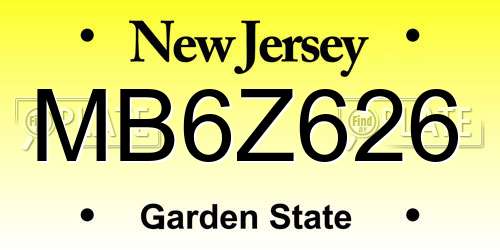 MB6Z626 New Jersey License Plate