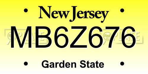 MB6Z676 New Jersey License Plate