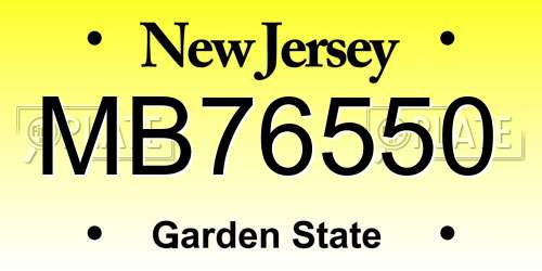 MB76550 New Jersey License Plate