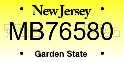 MB76580 New Jersey License Plate