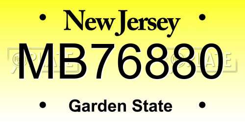 MB76880 New Jersey License Plate