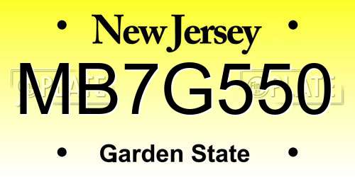 MB7G550 New Jersey License Plate
