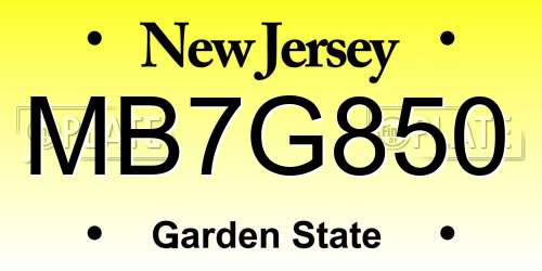 MB7G850 New Jersey License Plate