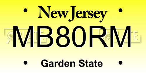 MB80RM New Jersey License Plate
