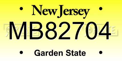 MB82704 New Jersey License Plate