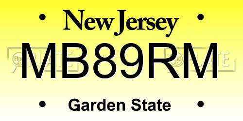 MB89RM New Jersey License Plate