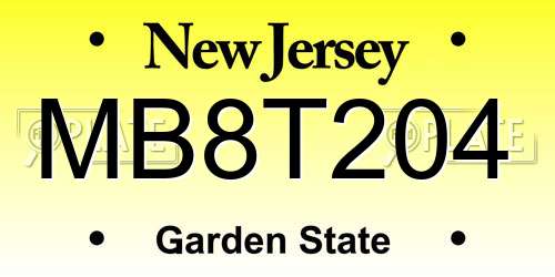 MB8T204 New Jersey License Plate