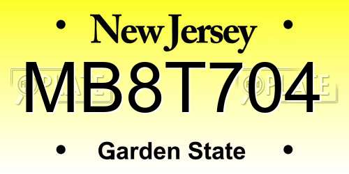 MB8T704 New Jersey License Plate