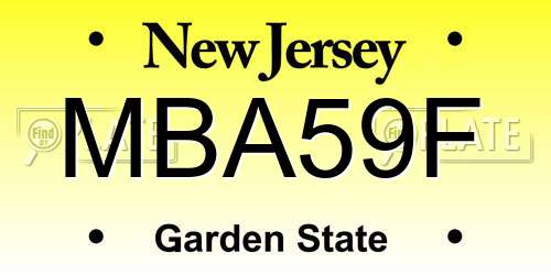 MBA59F New Jersey License Plate