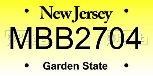 MBB2704 New Jersey License Plate