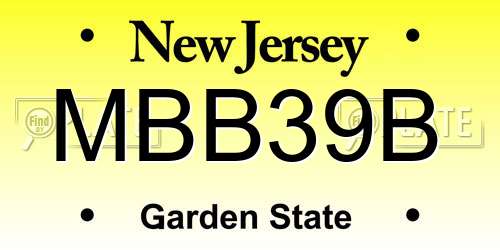 MBB39B New Jersey License Plate