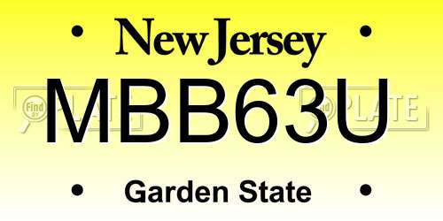 MBB63U New Jersey License Plate