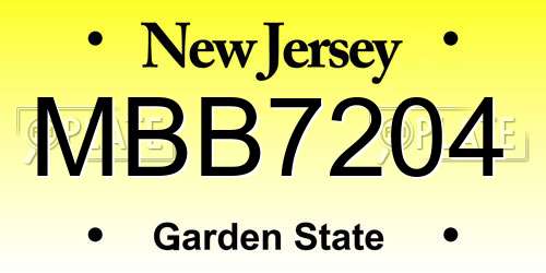 MBB7204 New Jersey License Plate