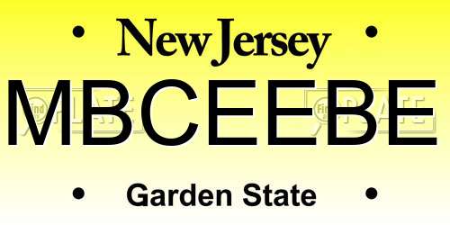 MBCEEBE New Jersey License Plate