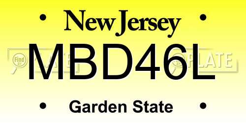 MBD46L New Jersey License Plate