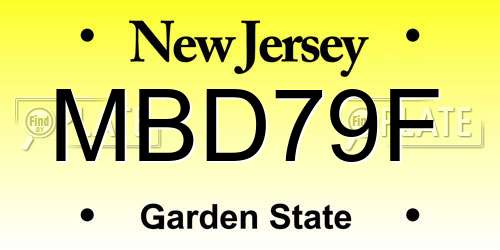MBD79F New Jersey License Plate