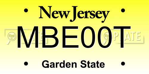 MBE00T New Jersey License Plate