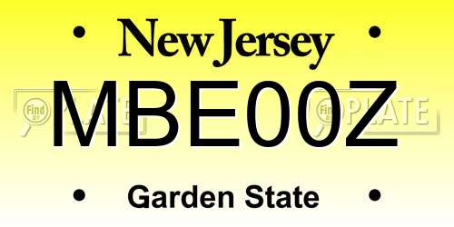 MBE00Z New Jersey License Plate