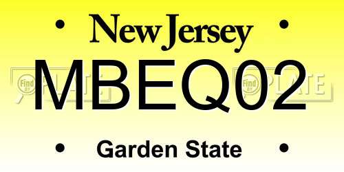 MBEQ02 New Jersey License Plate